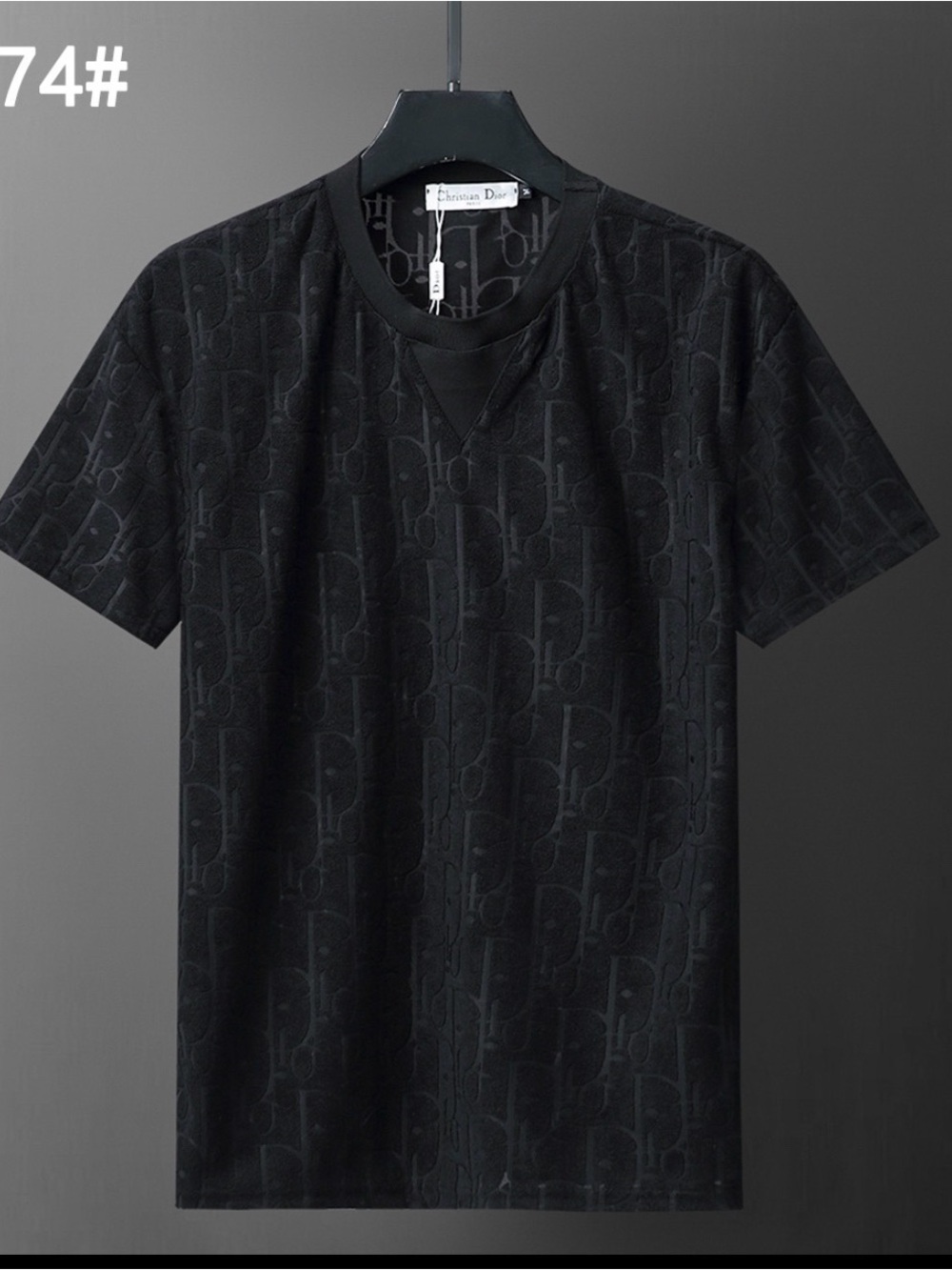 Dior Black Tonal Jacquard Short-Sleeve Tee